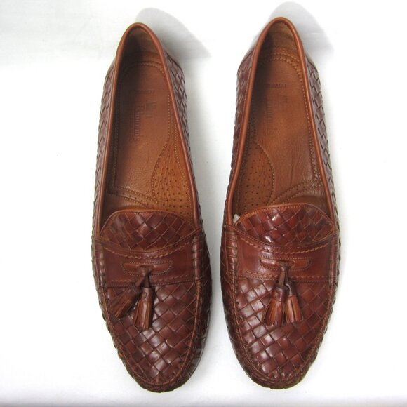 Allen Edmonds EUC Mens Size 12 M Made Italy Brown Leather Woven Tassel Loafers main image 8